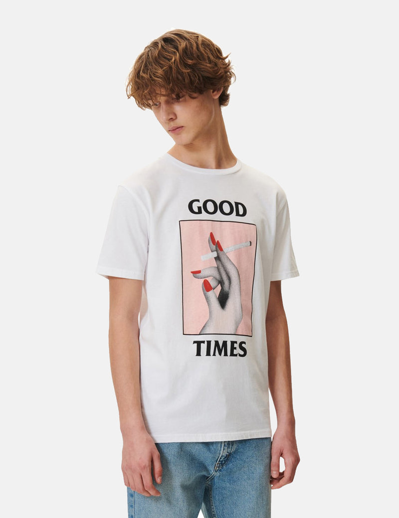 Wood Wood Good Times 티셔츠-밝은 흰색