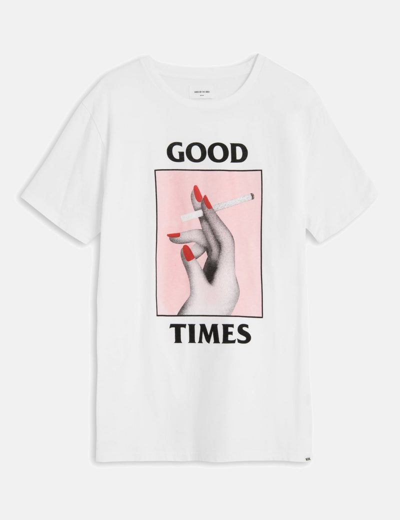 Wood Wood Good Times 티셔츠-밝은 흰색