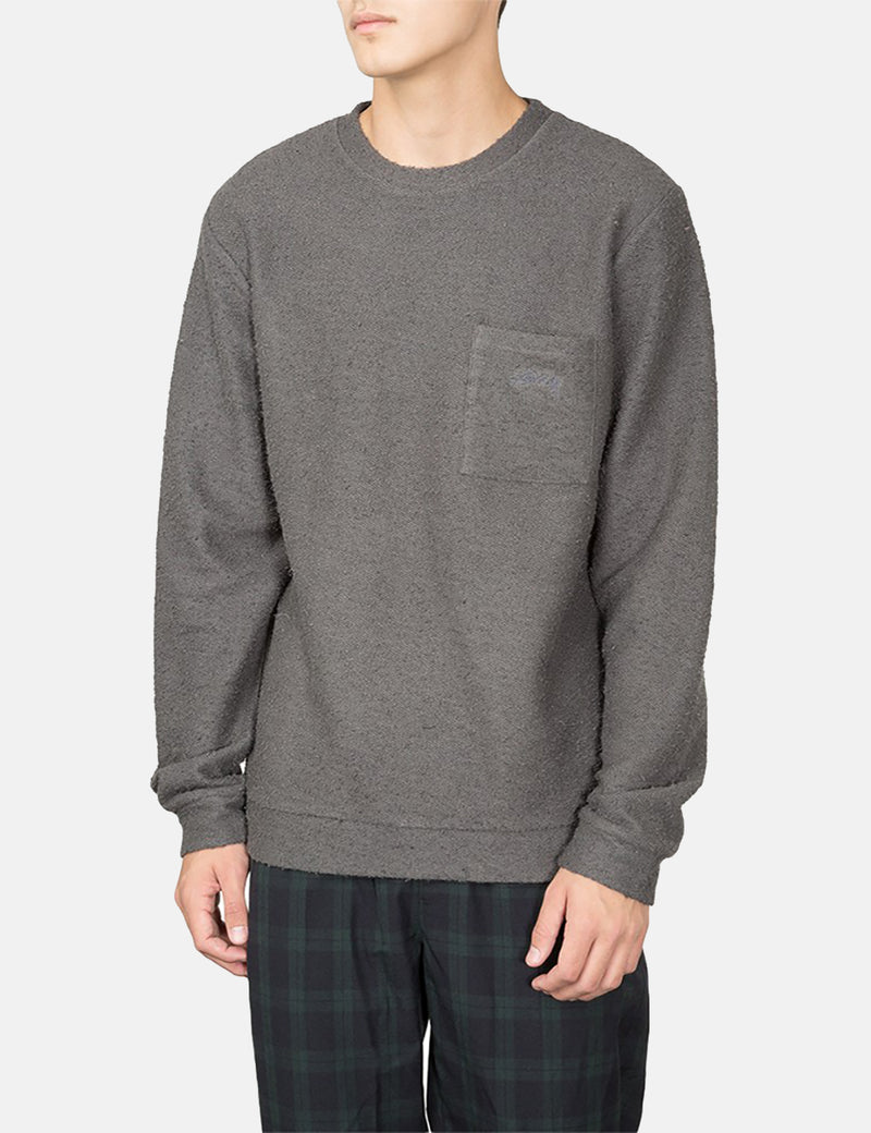 Stussy Chunky Slub Crew Sweatshirt - Black