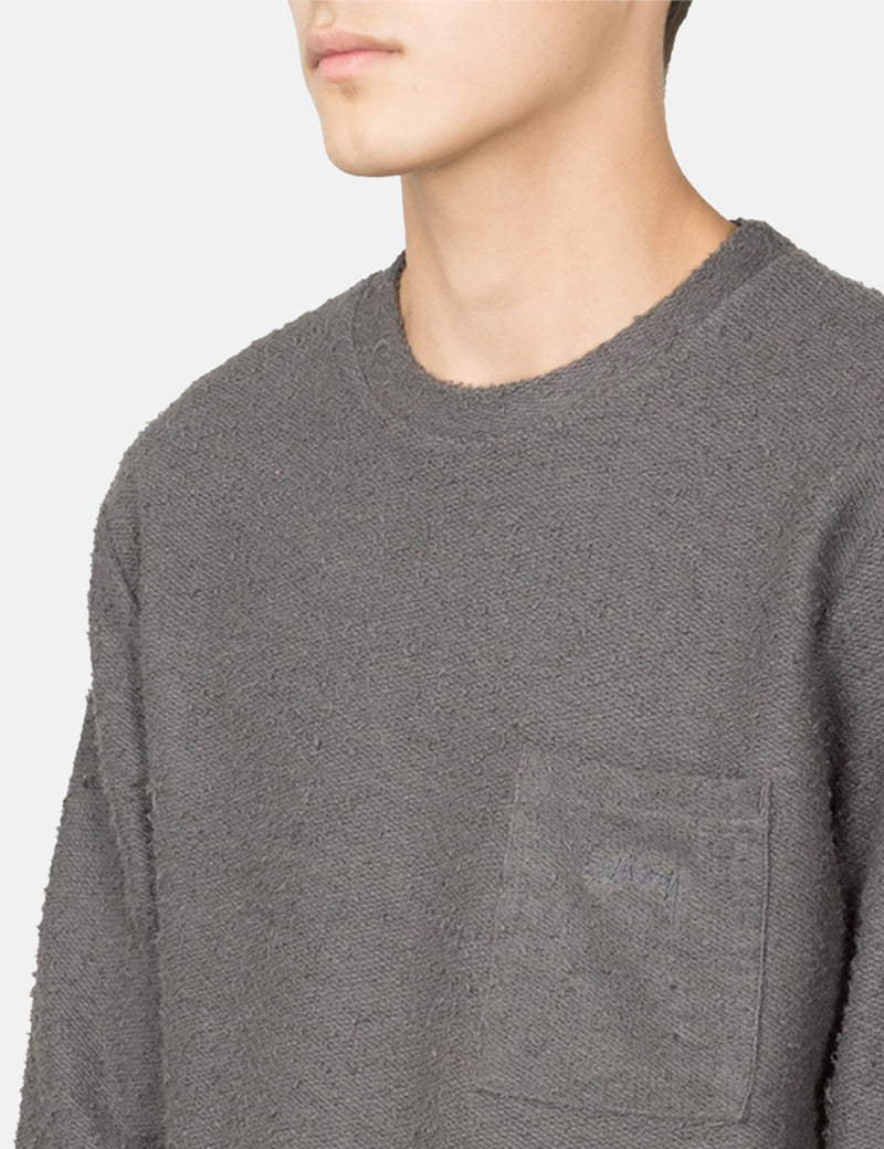 Stussy Chunky Slub Crew Sweatshirt - Black
