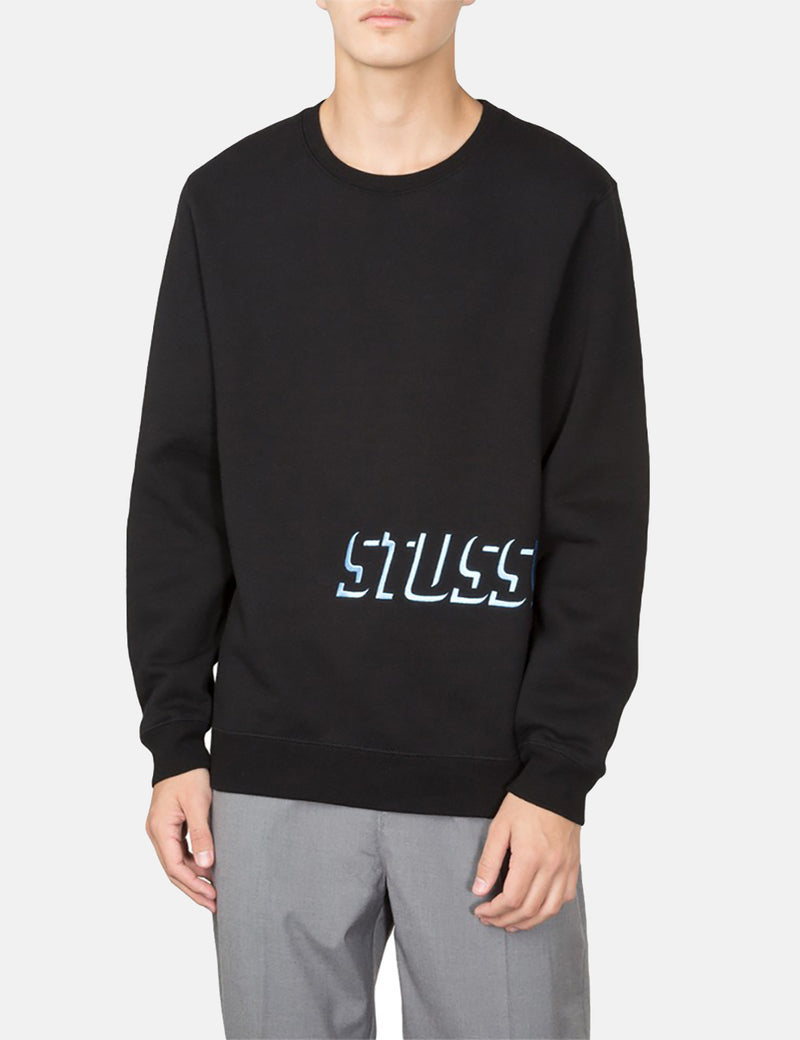 Stussy Shadow Applique Crew Sweatshirt - Black