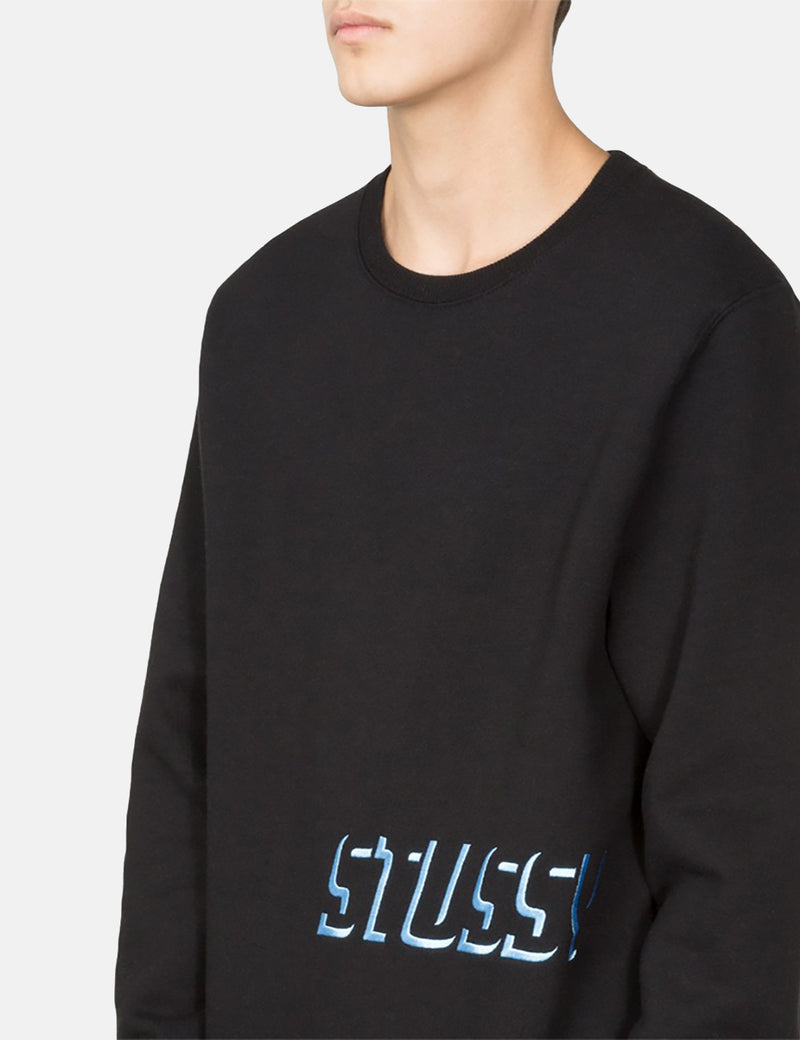 Stussy Shadow Applique Crew Sweatshirt - Black