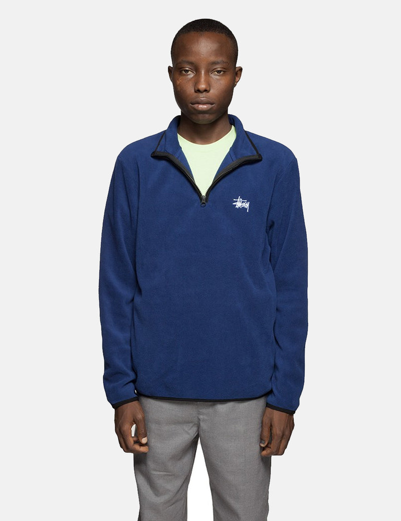 Stussy Polar Fleece Half Zip Sweatshirt-로얄 블루