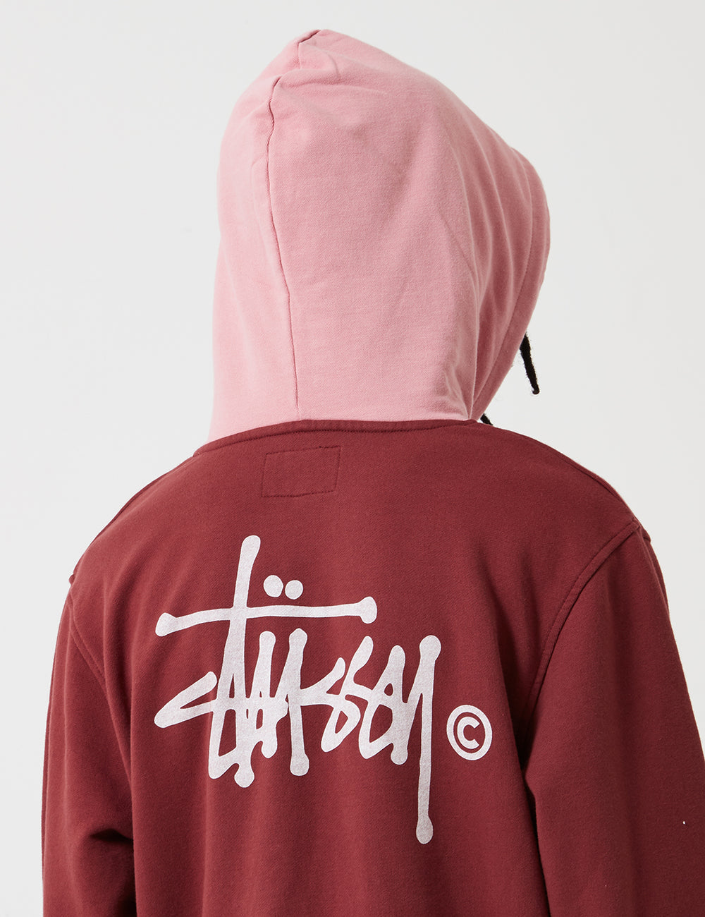 burgundy stussy hoodie