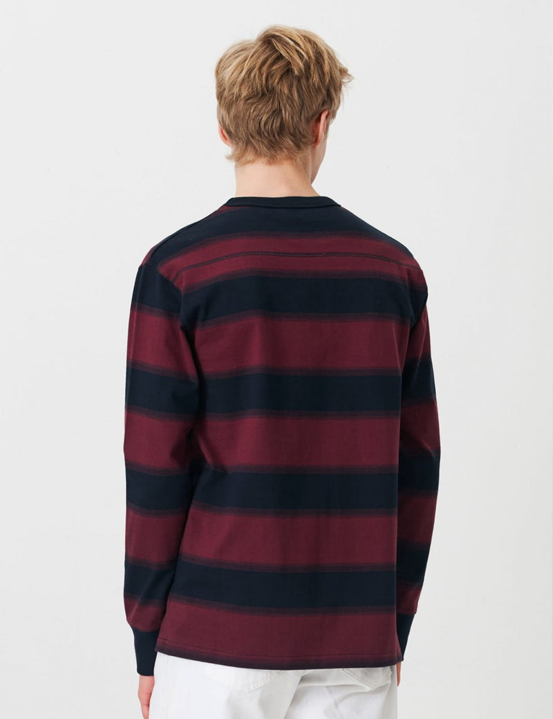Wood Wood Lui Long Sleeve T-Shirt - Navy Stripe