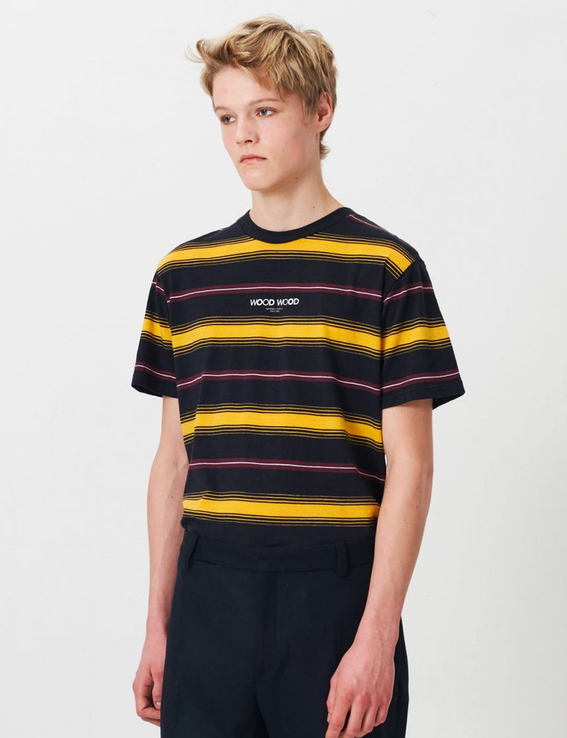 ウッドウッドペリーTシャツ-イエローストライプ