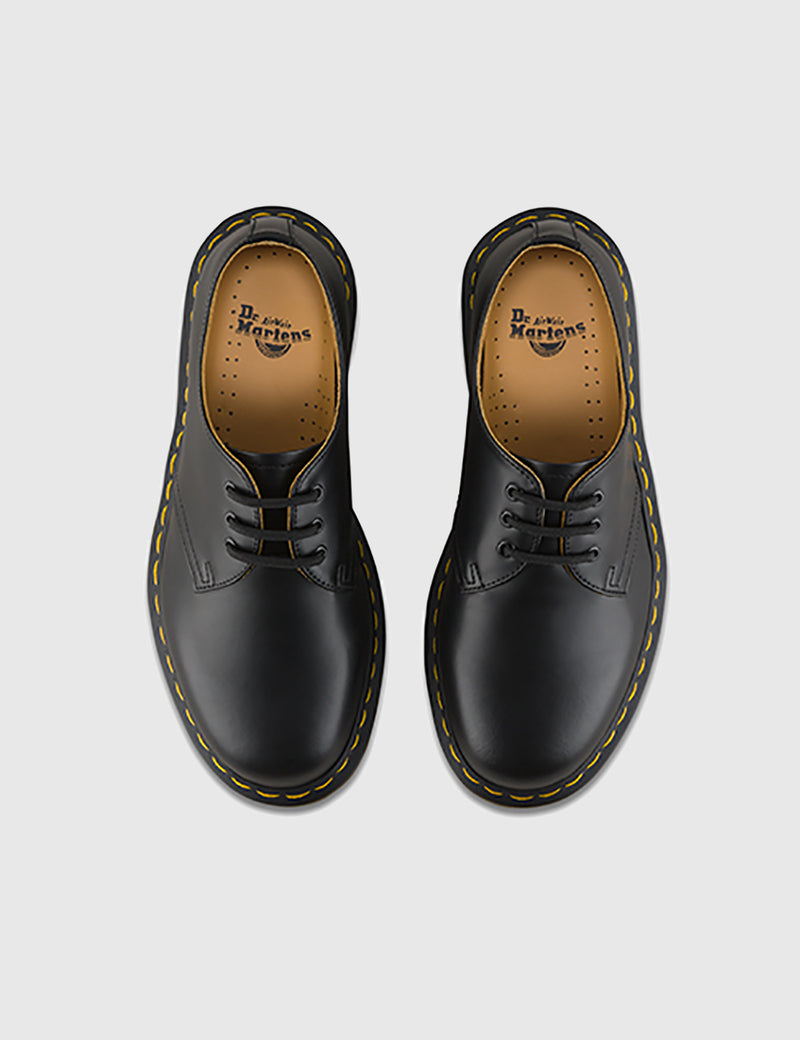 Dr Martens 1461 Shoes (11838002) - Black Smooth/Yellow Welt Stiching