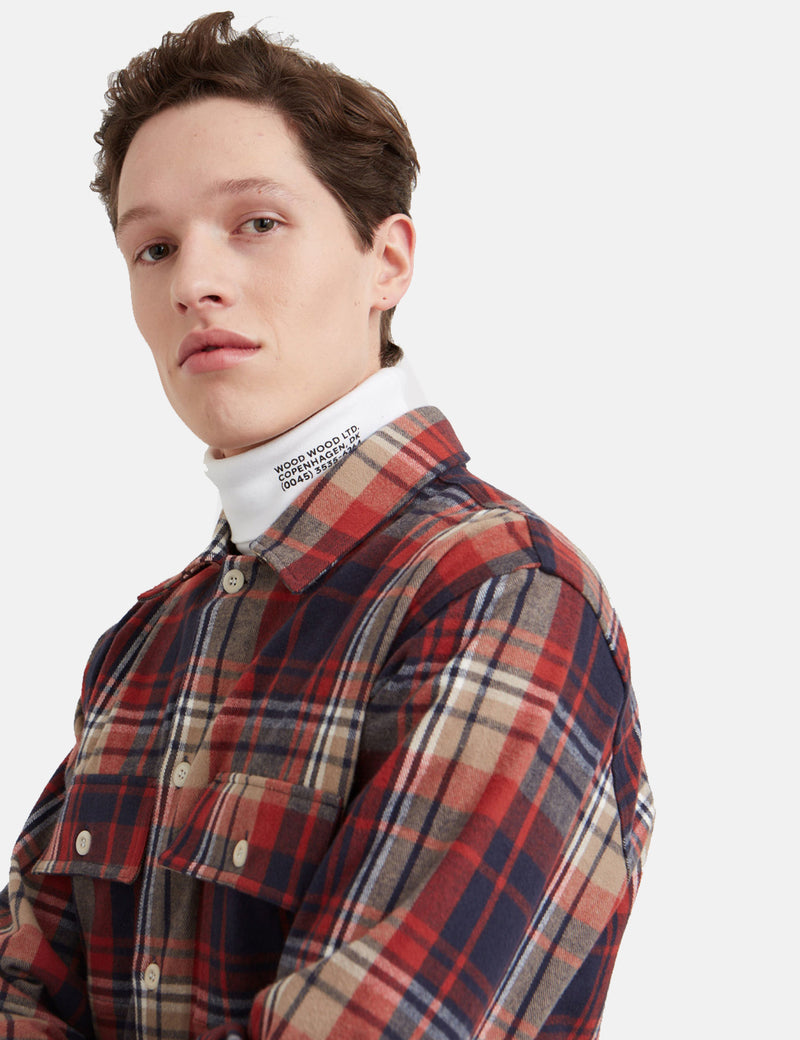 Wood Wood Franco Flannel Shirt - Rust Check