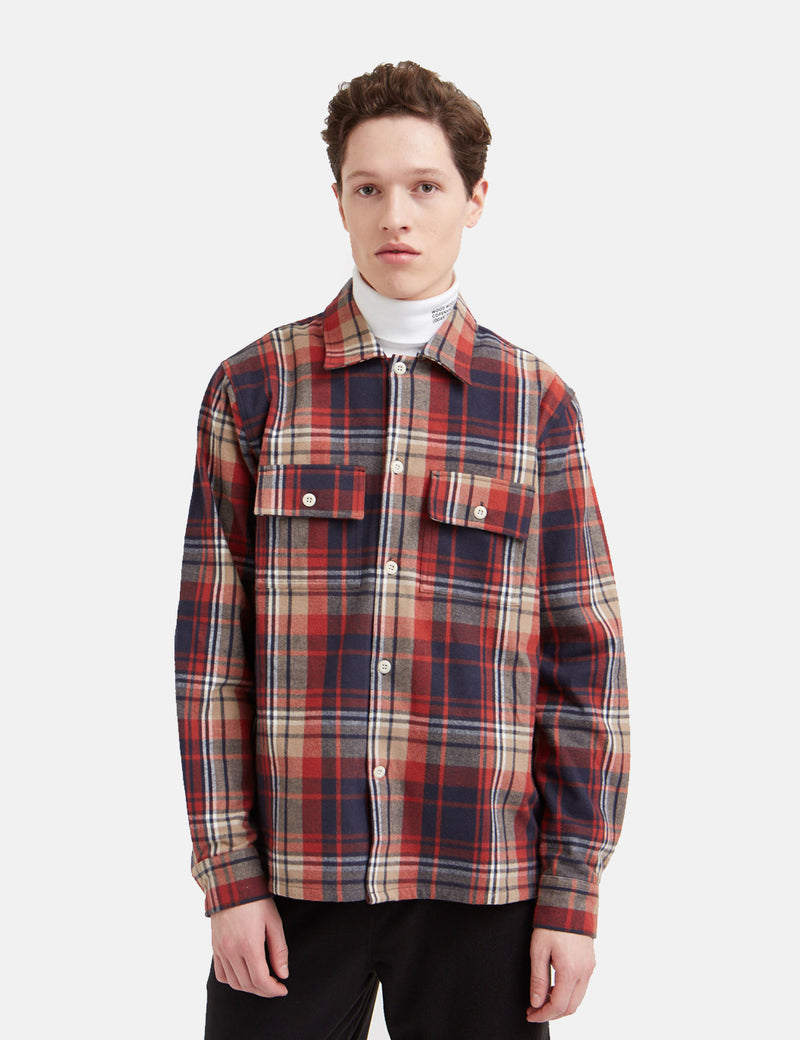 Wood Wood Franco Flannel Shirt - Rust Check