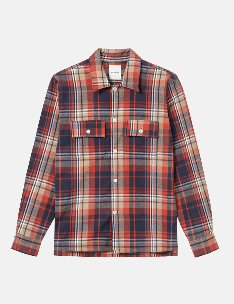 Wood Wood Franco Flannel Shirt - Rust Check
