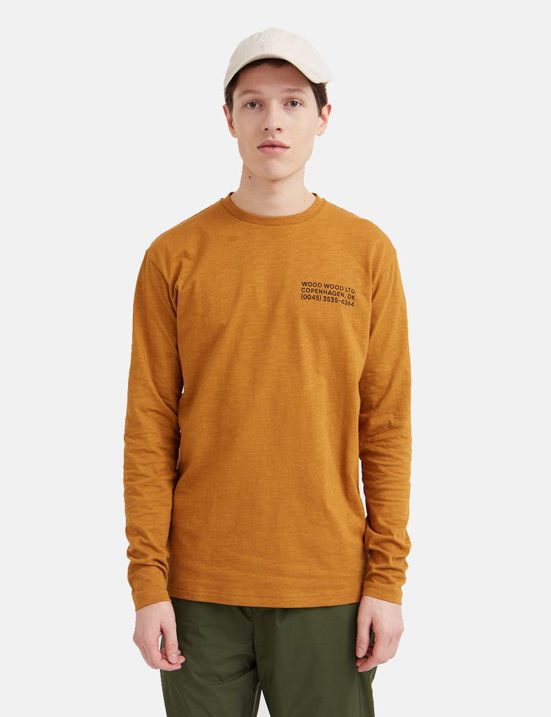 Wood Wood Peter Long Sleeve T-Shirt (Organic Cotton) - Mustard