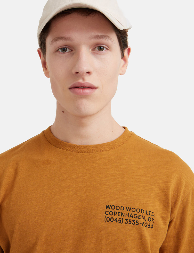 Wood Wood Peter Long Sleeve T-Shirt (Organic Cotton) - Mustard
