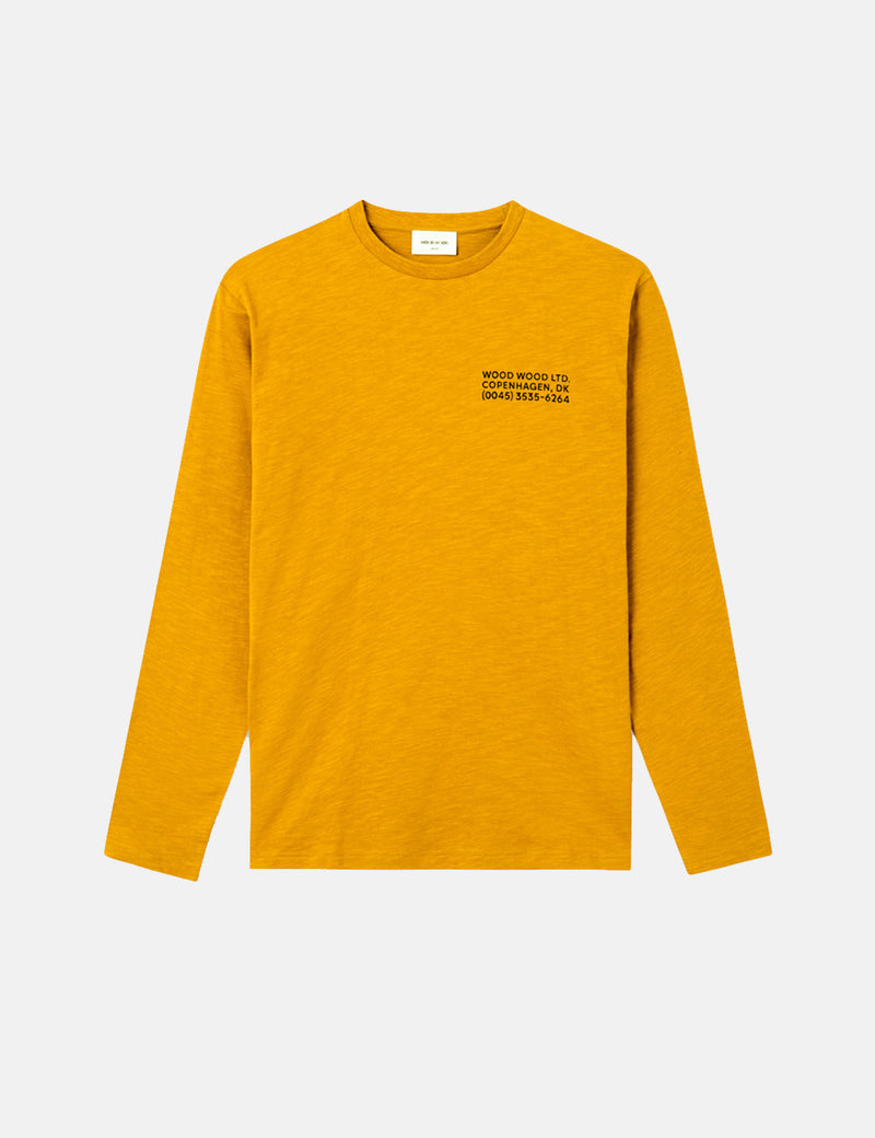 Wood Wood Peter Long Sleeve T-Shirt (Organic Cotton) - Mustard