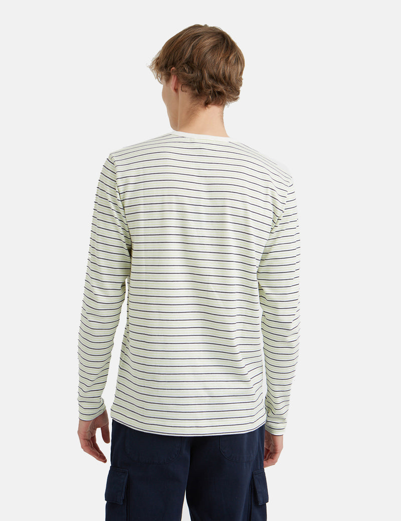 Wood Wood Viggo Langarm-T-Shirt (Striped) - Off White