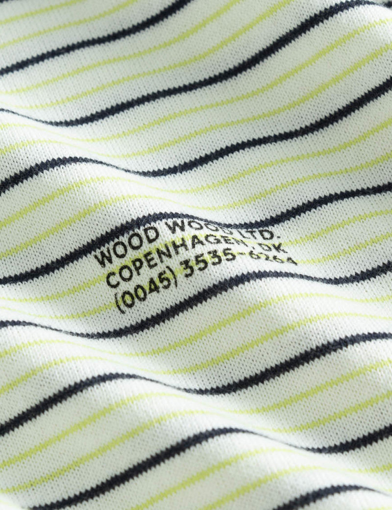 Wood Wood 비고 롱 슬리브 티셔츠 (스트라이프)-미색