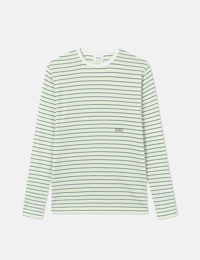 Wood Wood Viggo Long Sleeve T-Shirt (Striped) - Off White