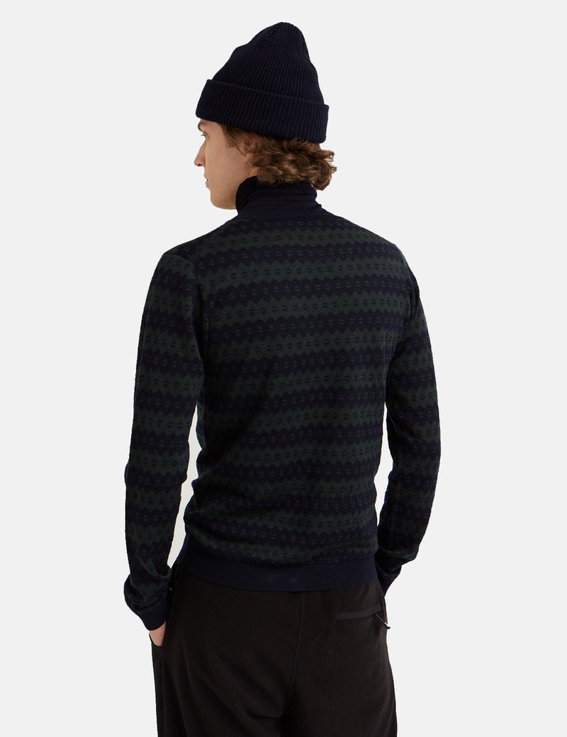 Wood Wood Jacques Knit Turtleneck - Navy Jacquard