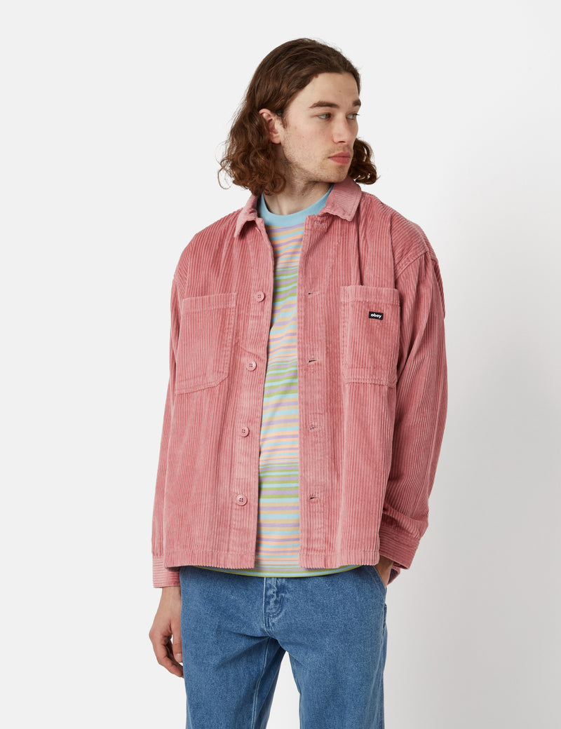 OBEY Monte Shirt Jacket (Cord) - Vintage Pink