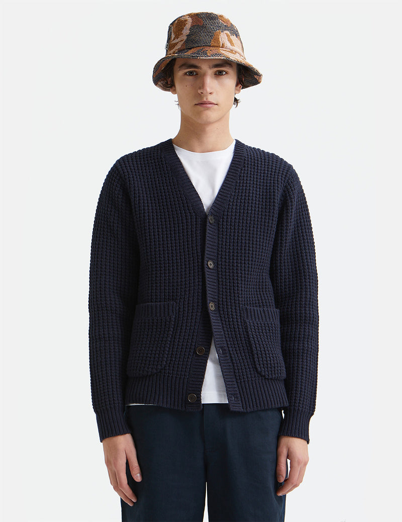 Wood Wood Kalle Waffle Cardigan - Marineblau
