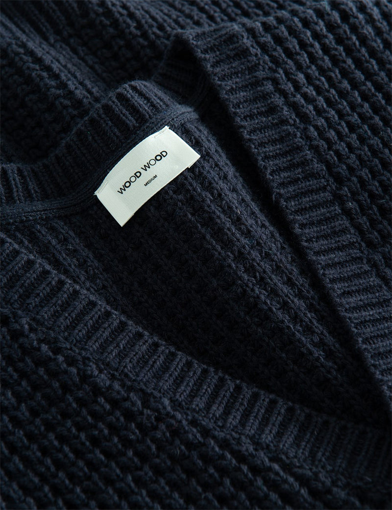 Wood Wood Kalle Waffle Cardigan - Marineblau