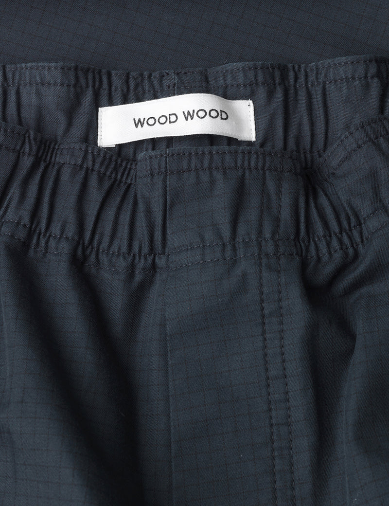 Wood Wood Stanley Crispy Check Trousers - Navy