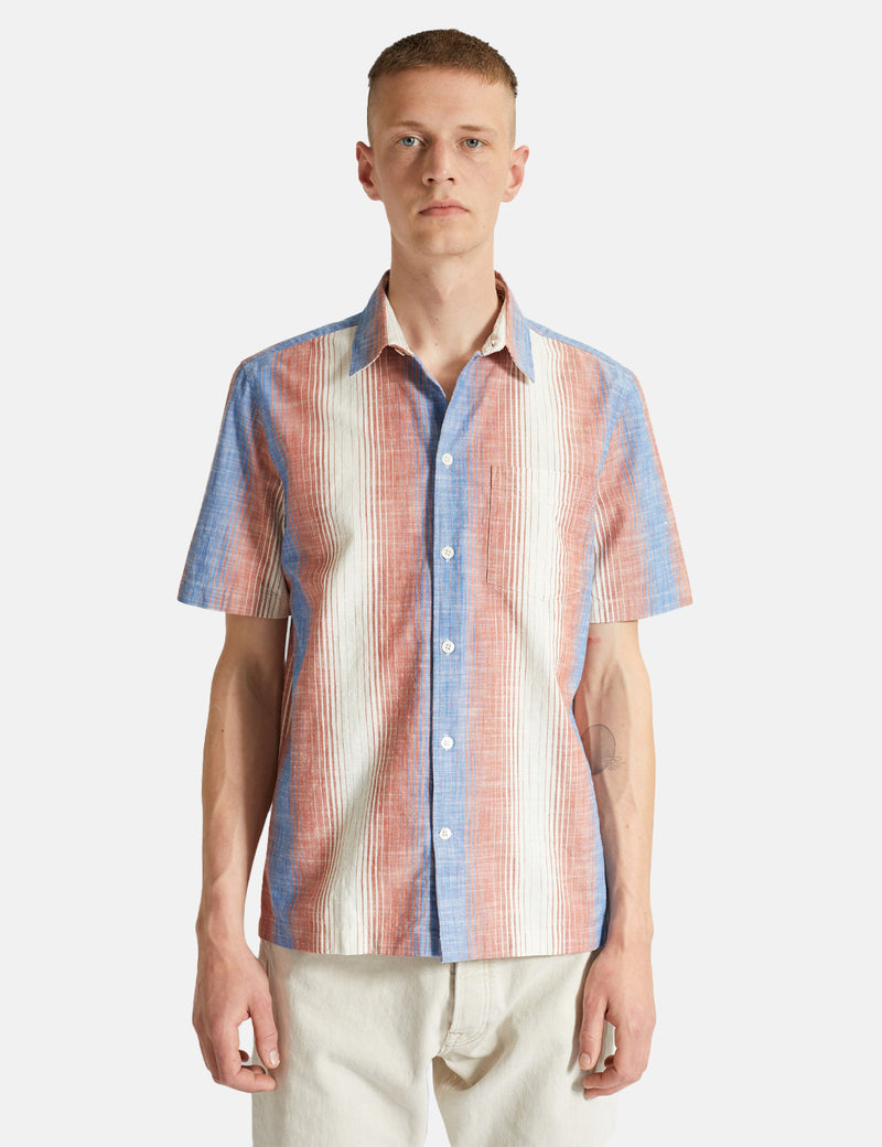 Chemise à Manches Courtes Wood Wood Thor Gradient Stripe - Bleu Vif