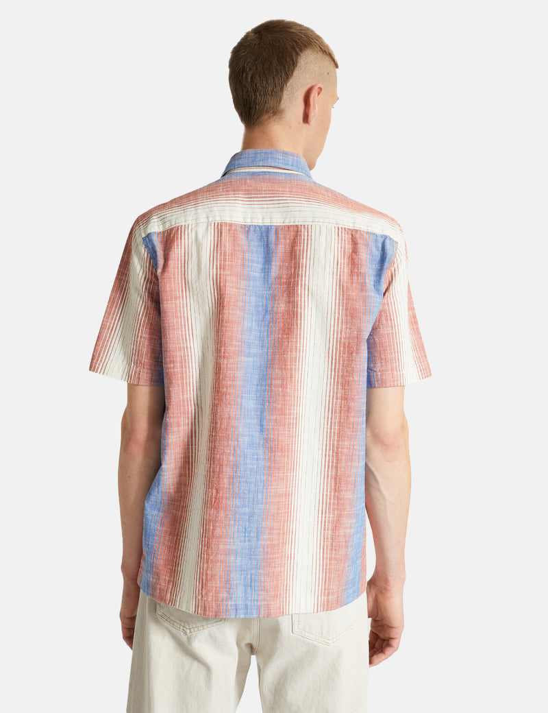 Chemise à Manches Courtes Wood Wood Thor Gradient Stripe - Bleu Vif