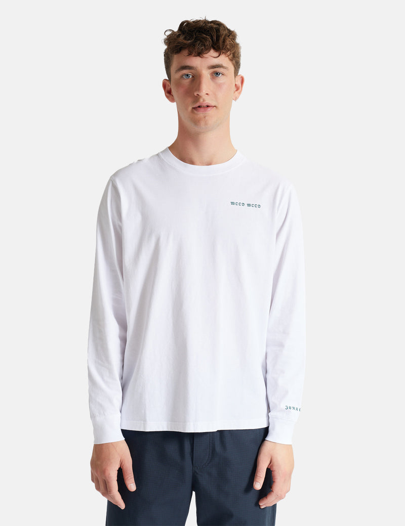 T-Shirt à Manche Longue Wood Wood Mark JC Mask - Blanc