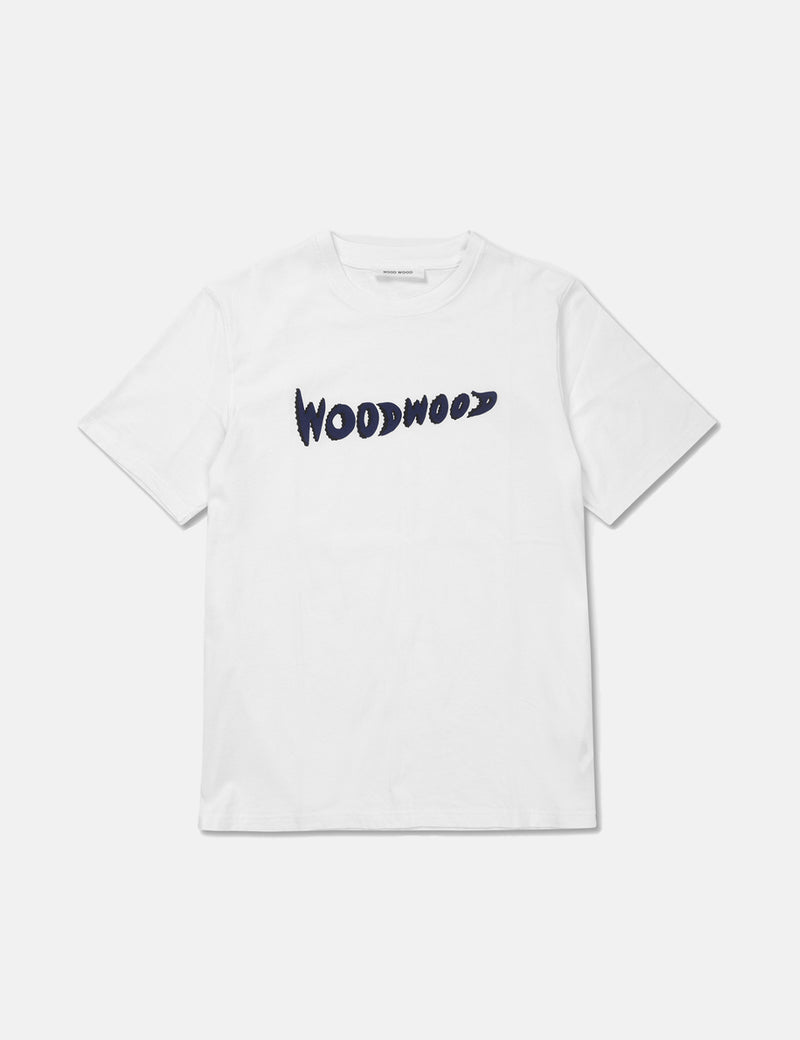 Wood WoodサミJCロゴTシャツ-ホワイト