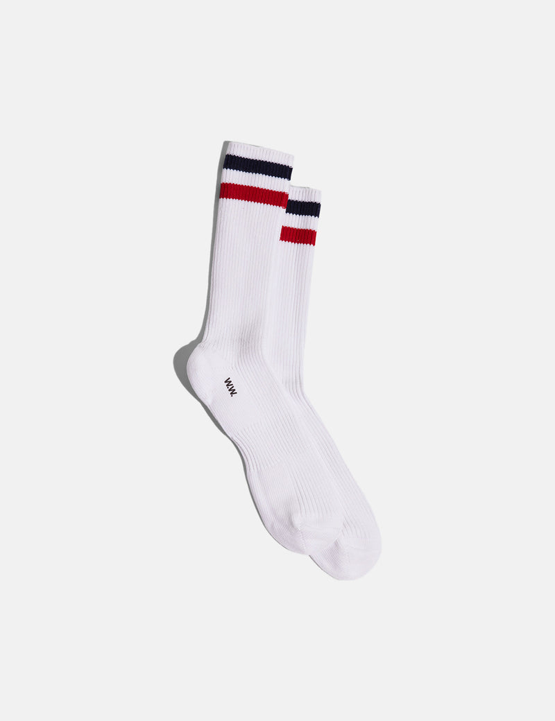 Chaussettes Wood Wood Peyton Sport Coton - Blanc/Rouge