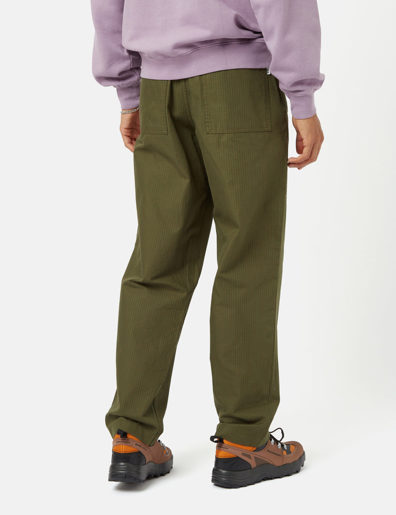 Wood Wood Stanley Crispy Check Trousers (Regular) - Olive Green