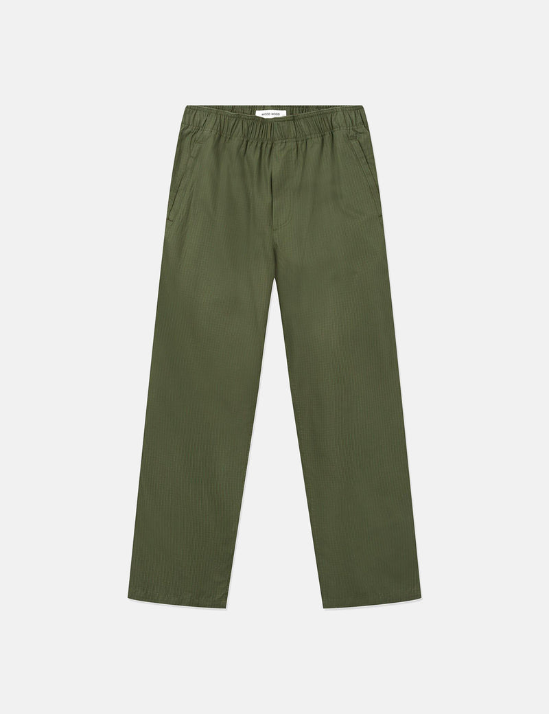 Pantalon à carreaux croustillants Stanley de Wood Wood (régulier) - Vert olive