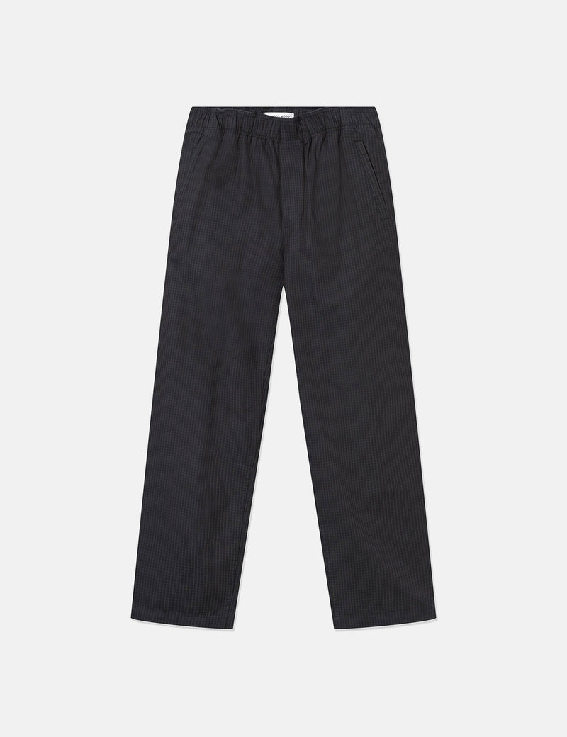 Wood Wood Stanley Crispy Check Trousers (Regular) - Black