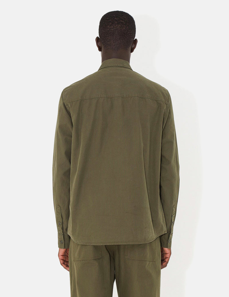 Wood Wood Avenir Crispy Check Shirt - Olive Green