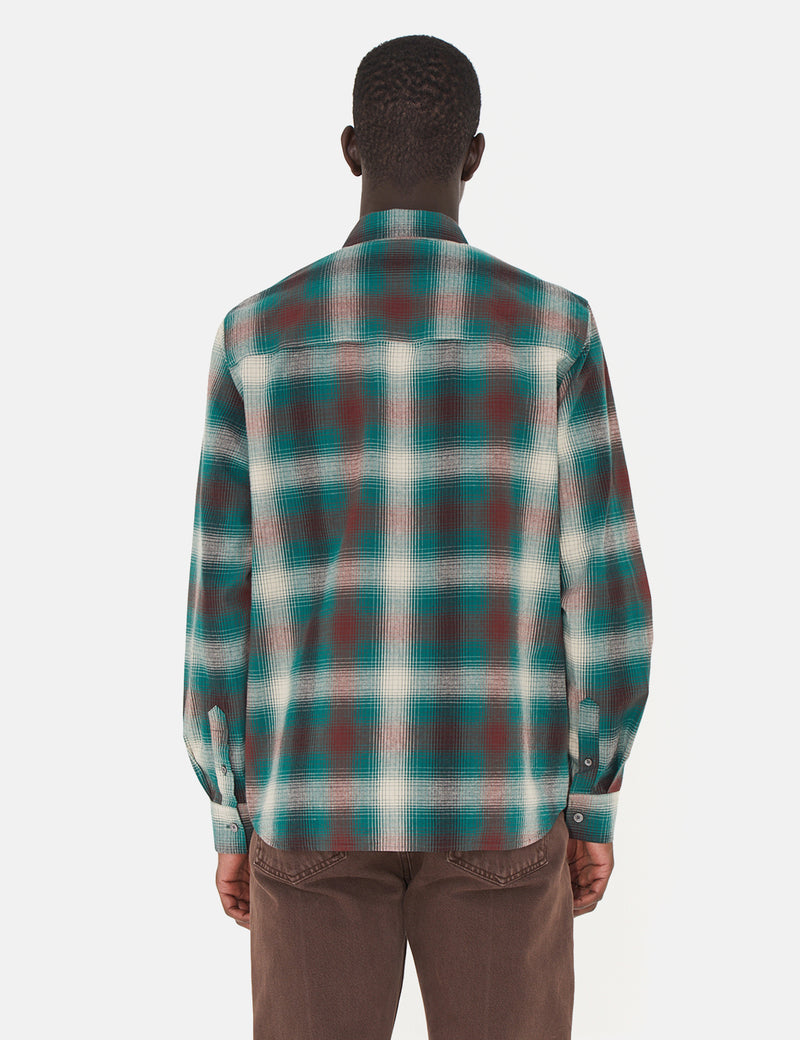 Wood Wood Avenir Gradient Flannel Shirt - Green Check