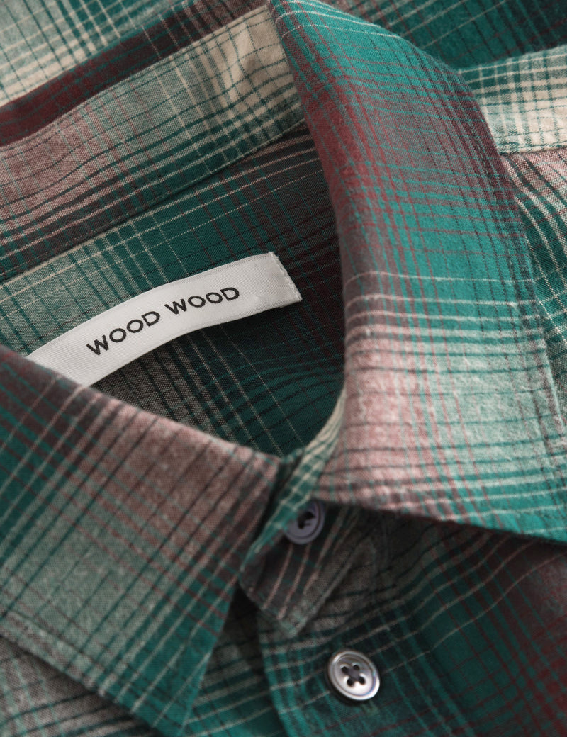 Wood Wood Avenir Gradient Flannel Shirt - Green Check