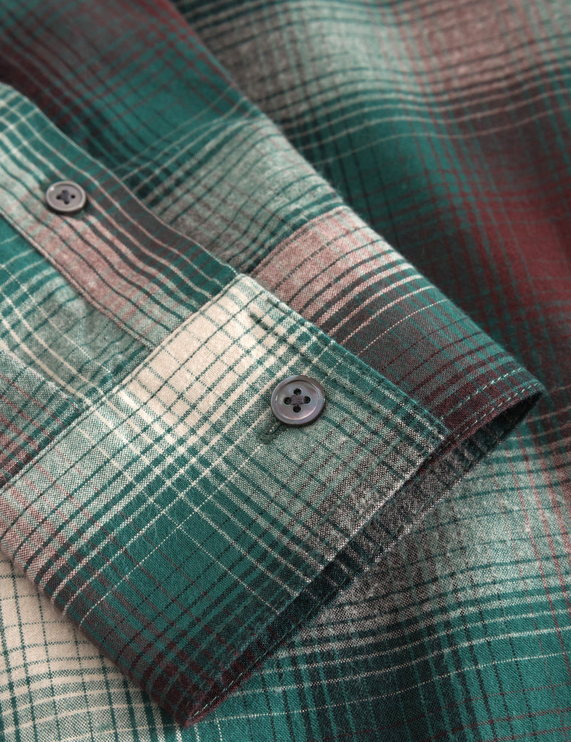 Wood Wood Avenir Gradient Flannel Shirt - Green Check