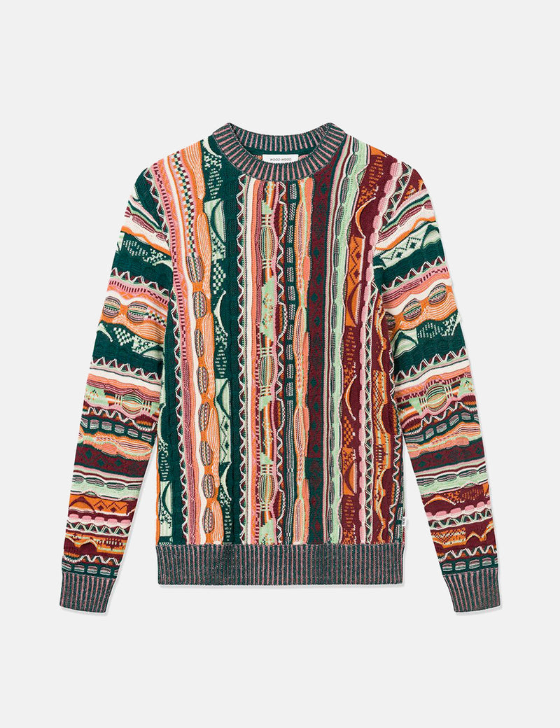 Wood Wood Beckett Coogi ニットセーター - Beige Multi