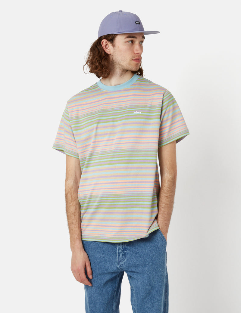 OBEY Break Knitted T-Shirt - Sky Blue Multi