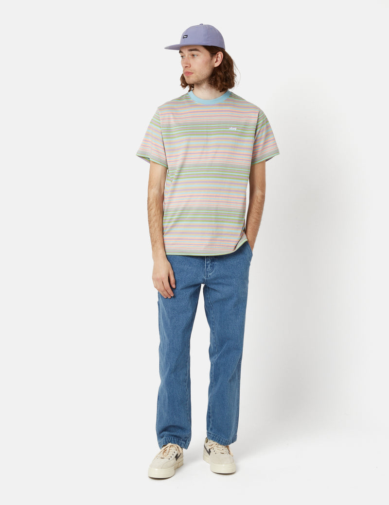OBEY Break Knitted T-Shirt - Sky Blue Multi