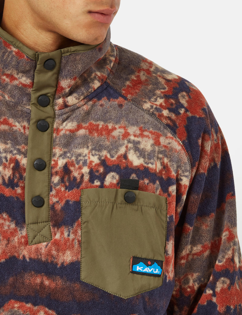 Kavu Teannaway Fleece Pullover Jacket - Navy Blue Duff Tie Dye