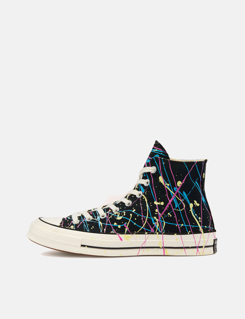 Converse 70's Archive Farbspritzer Chuck Taylor Hi (170801C) - Schwarz/Hyper Magenta/Reiher