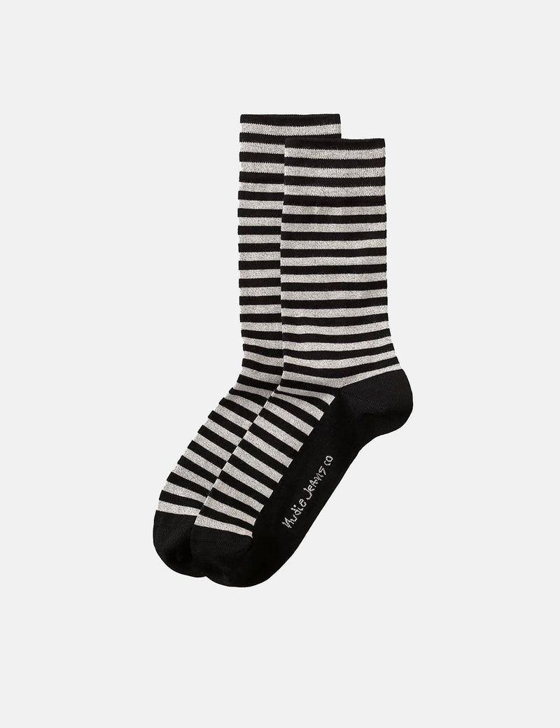 Nudie Olsson Breton Stripes Socken - Schwarz