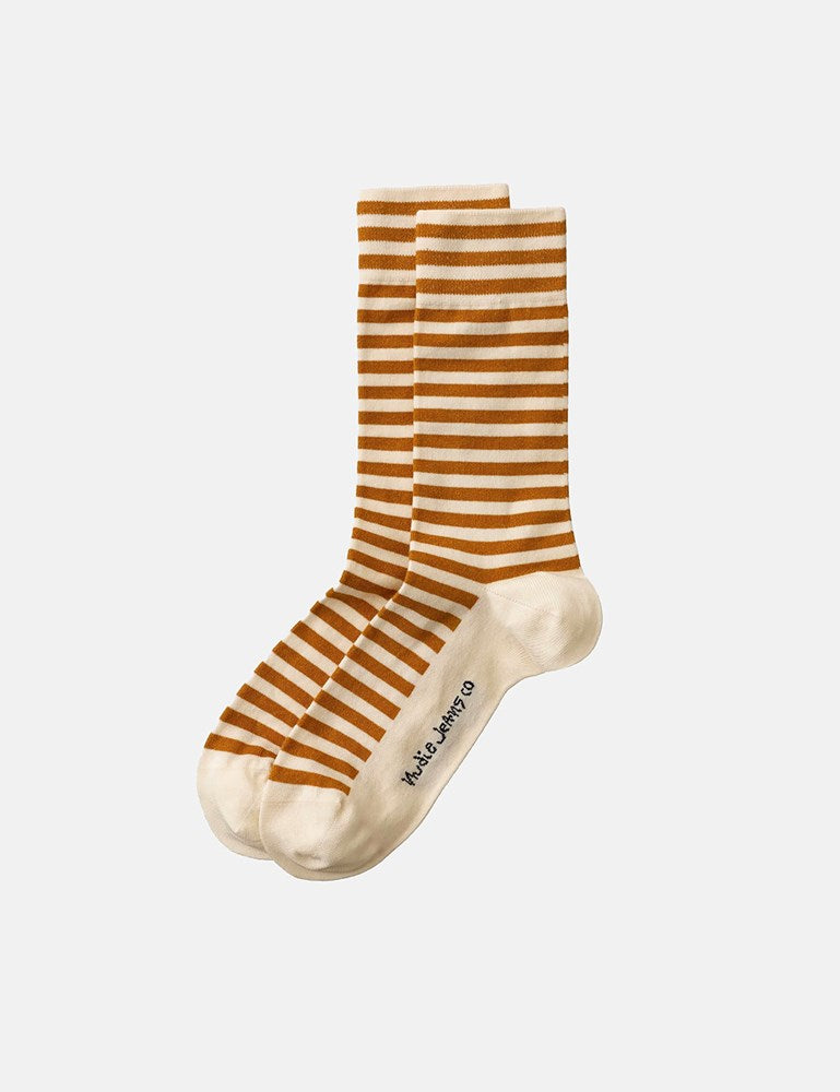 Nudie Olsson Breton Stripes Socks-시나몬