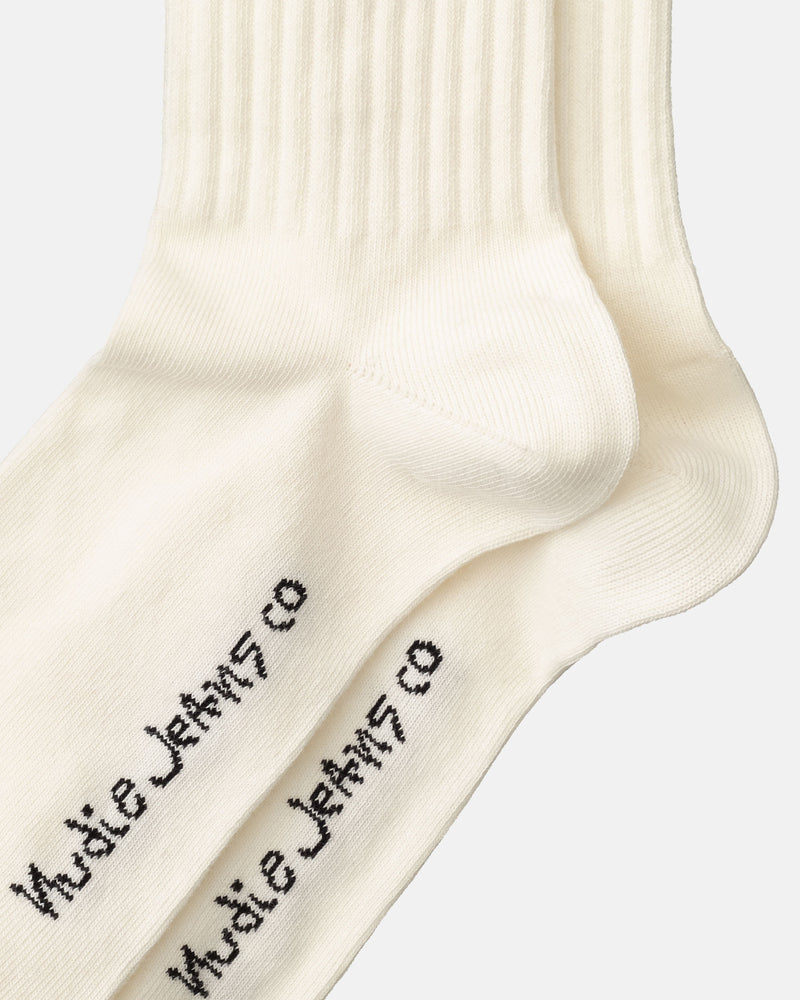 Nudie Amundsson Sport Socks - Off White/Navy Blue/Red