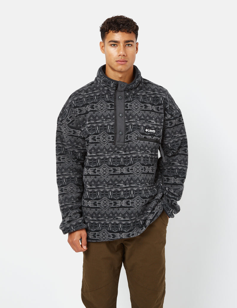 Polaire Columbia Helvetia Half Snap (80s Stripe Print) - Noir