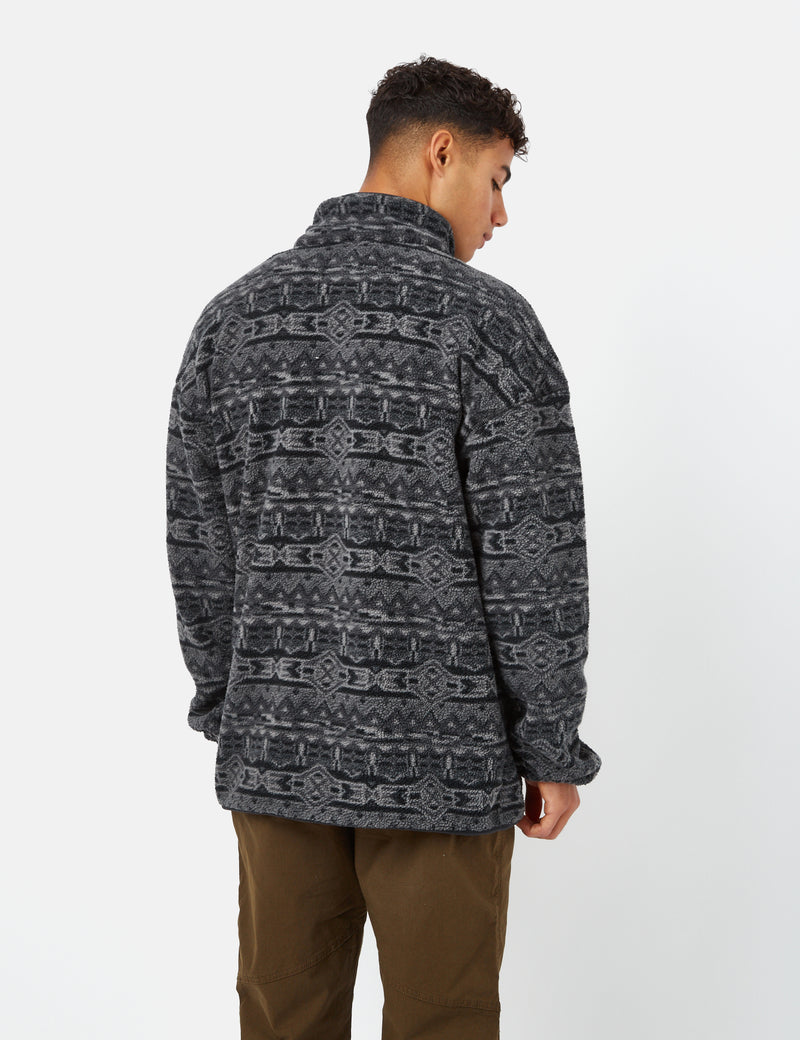 Polaire Columbia Helvetia Half Snap (80s Stripe Print) - Noir