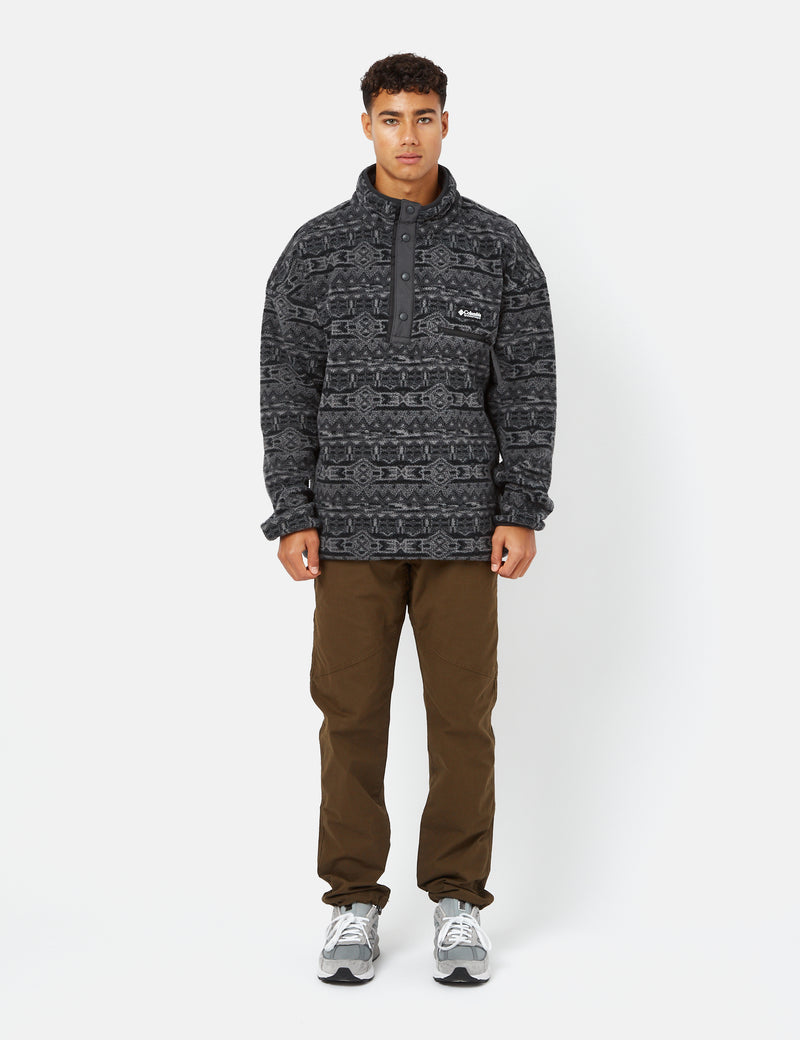 Polaire Columbia Helvetia Half Snap (80s Stripe Print) - Noir