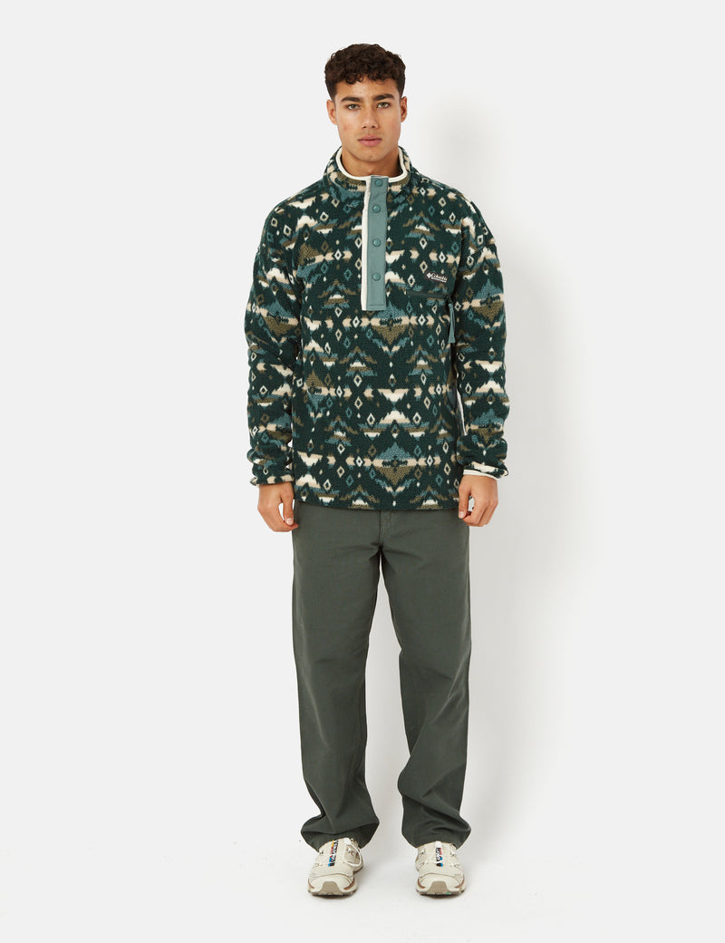 Polaire Columbia Helvetia Half Snap (imprimé Rocky Mountain) - vert épicéa