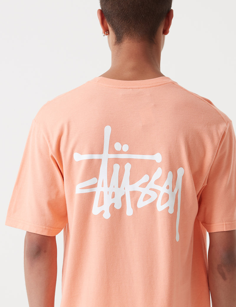 Stussy 베이직 로고 티셔츠-연어